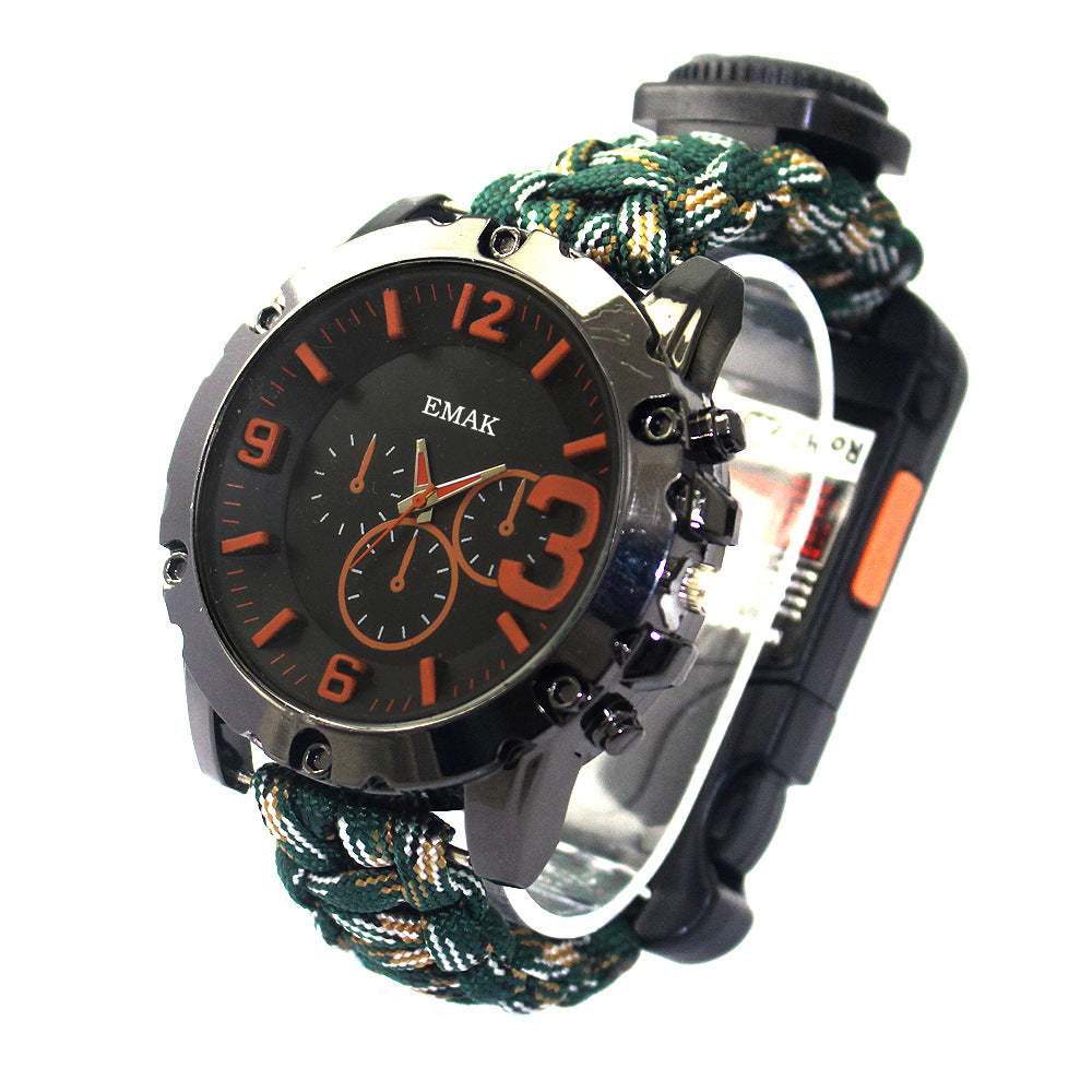 Outdoor Paracord Watch with Compass for Travel