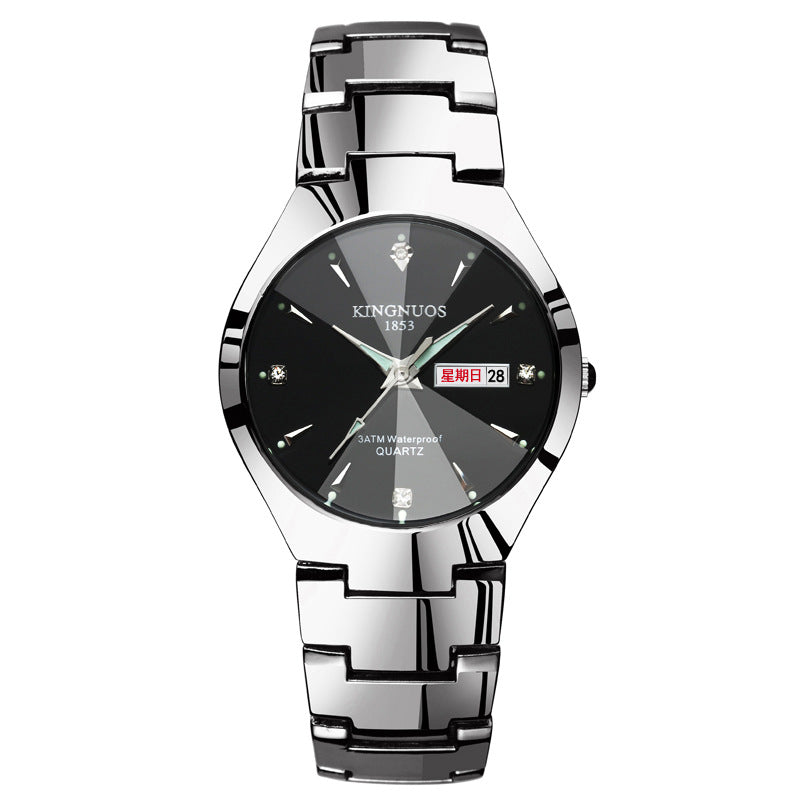 Automatic Quartz Tungsten Couple Watches with Luminous Dial