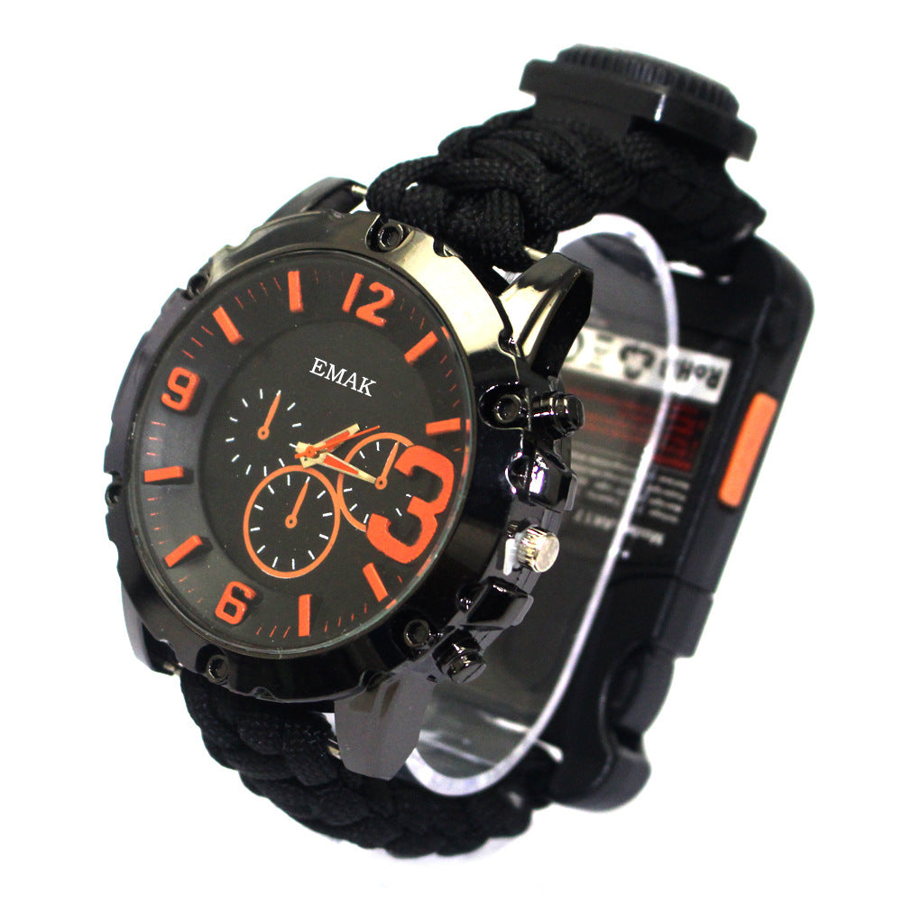Outdoor Paracord Watch with Compass for Travel
