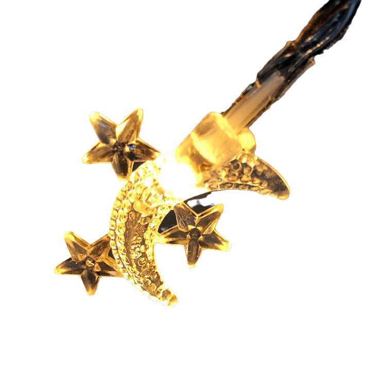 Solar LED Star and Moon String Lights for Room Decor
