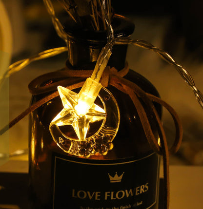 Solar LED Star and Moon String Lights for Room Decor