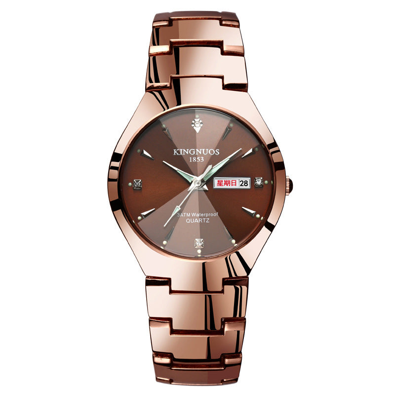 Automatic Quartz Tungsten Couple Watches with Luminous Dial