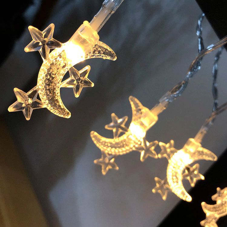 Solar LED Star and Moon String Lights for Room Decor
