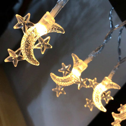 Solar LED Star and Moon String Lights for Room Decor